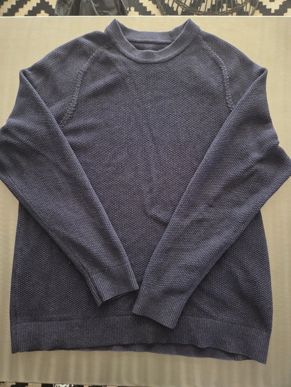lululemon Textured Knit COOLMAX Crewneck Sweater Heathered Navy Blue Men’s Large